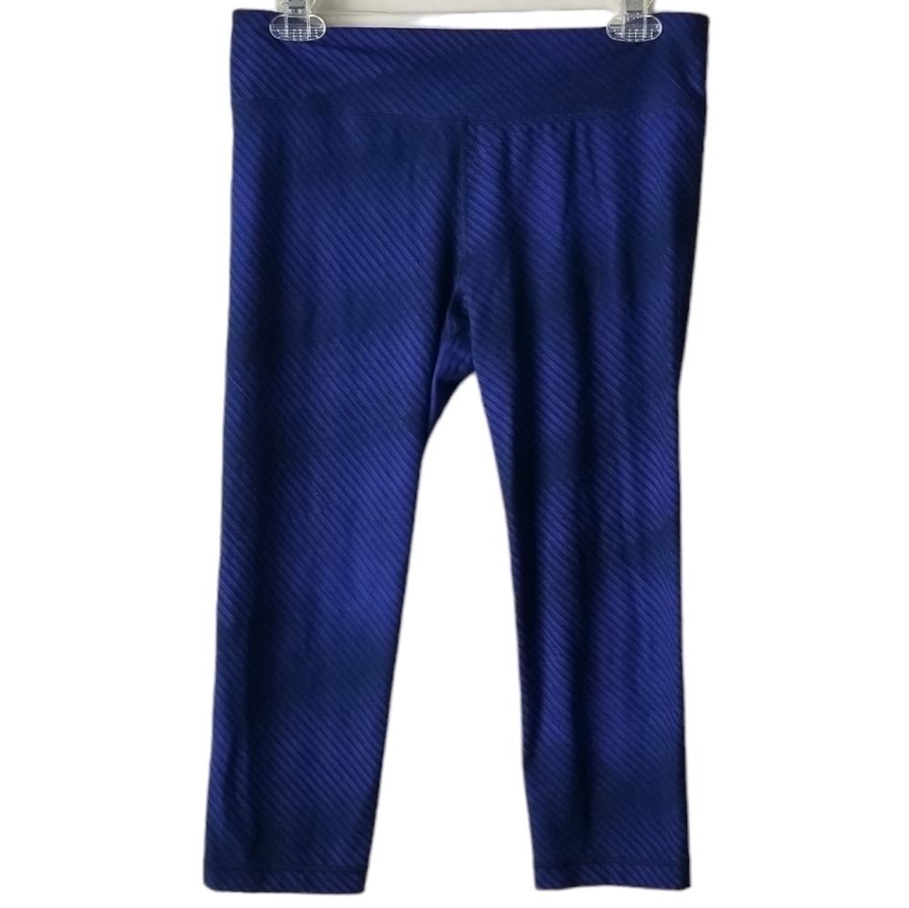 Under Armour All Season Gear Cropped Leggings Blue Ombre Striped Size M